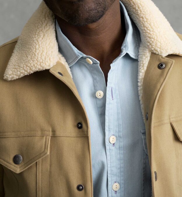 Lafayette Beige Shearling Lined Trucker Jacket