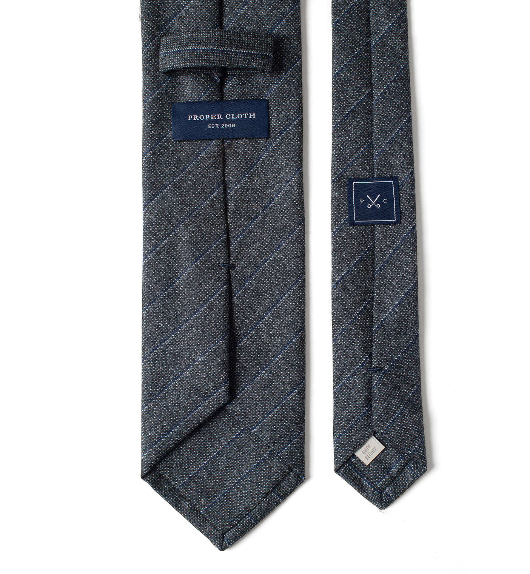 Grey Pinstripe Wool Tie by Proper Cloth