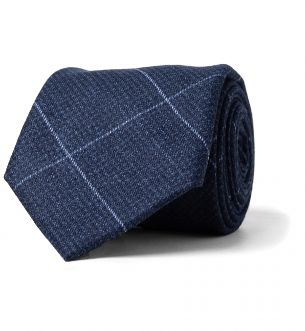 Navy Windowpane Wool Tie by Proper Cloth