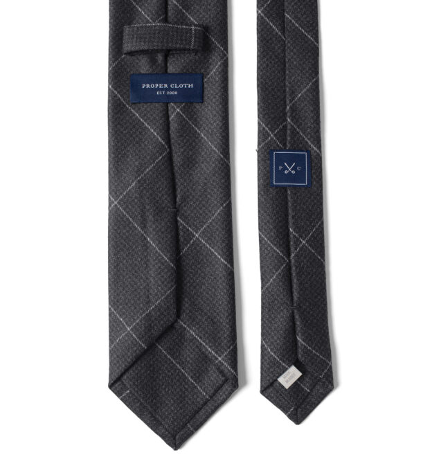 Charcoal Windowpane Wool Tie by Proper Cloth