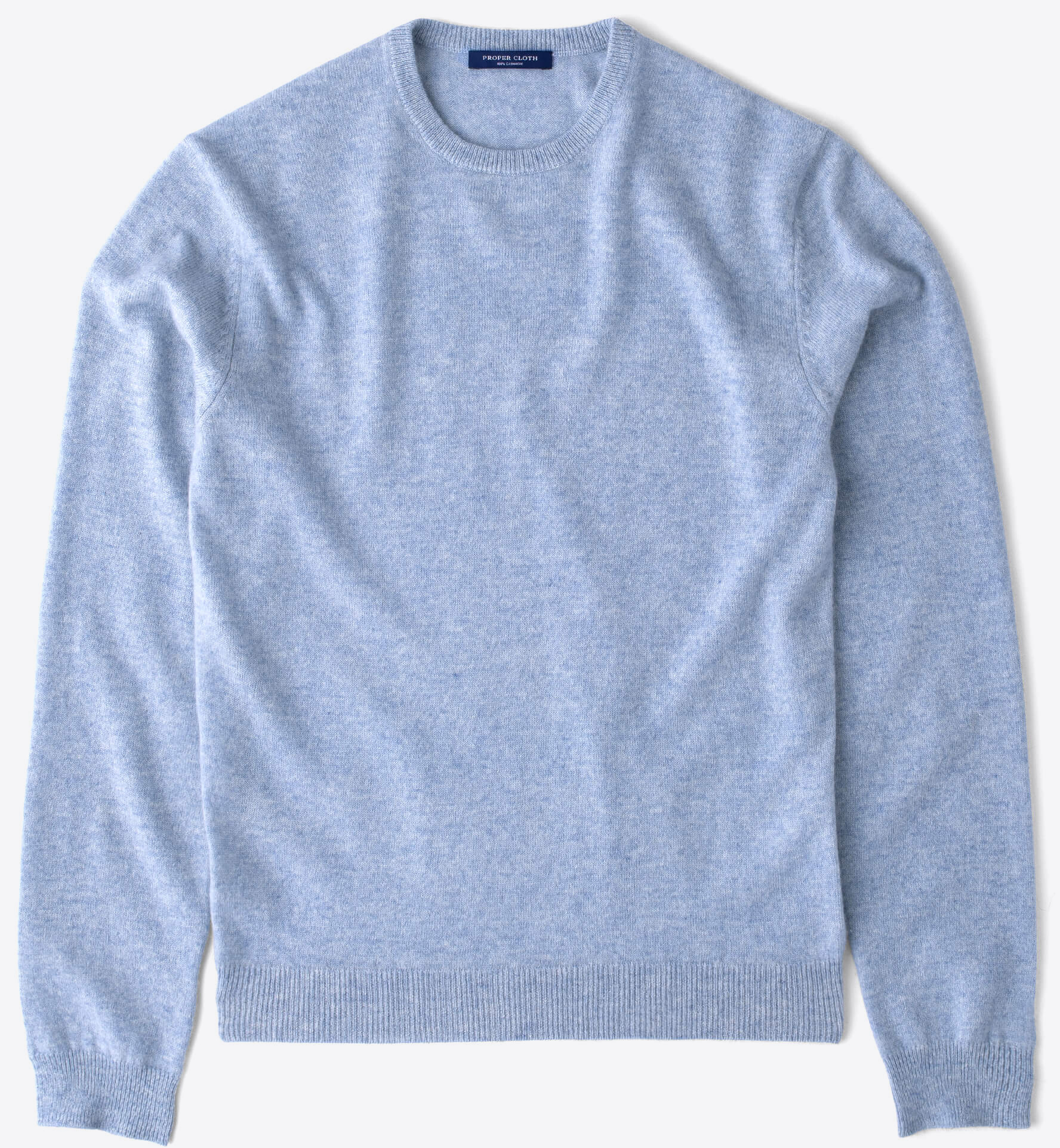 Light Blue Cashmere Crewneck Sweater by Proper Cloth