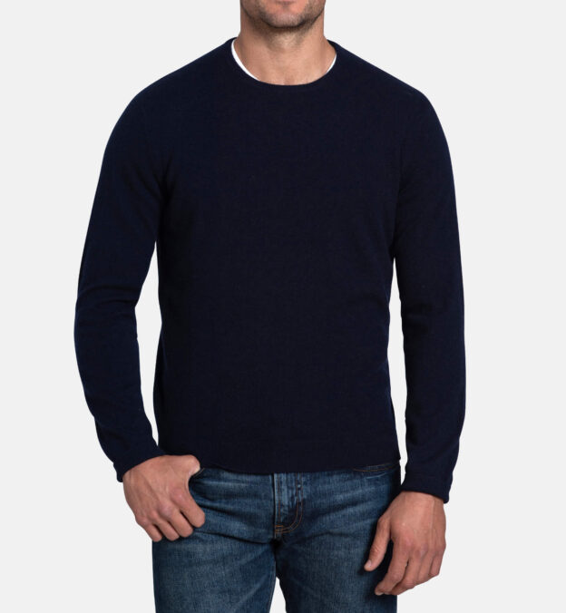 Navy Cashmere Crewneck Sweater by Proper Cloth