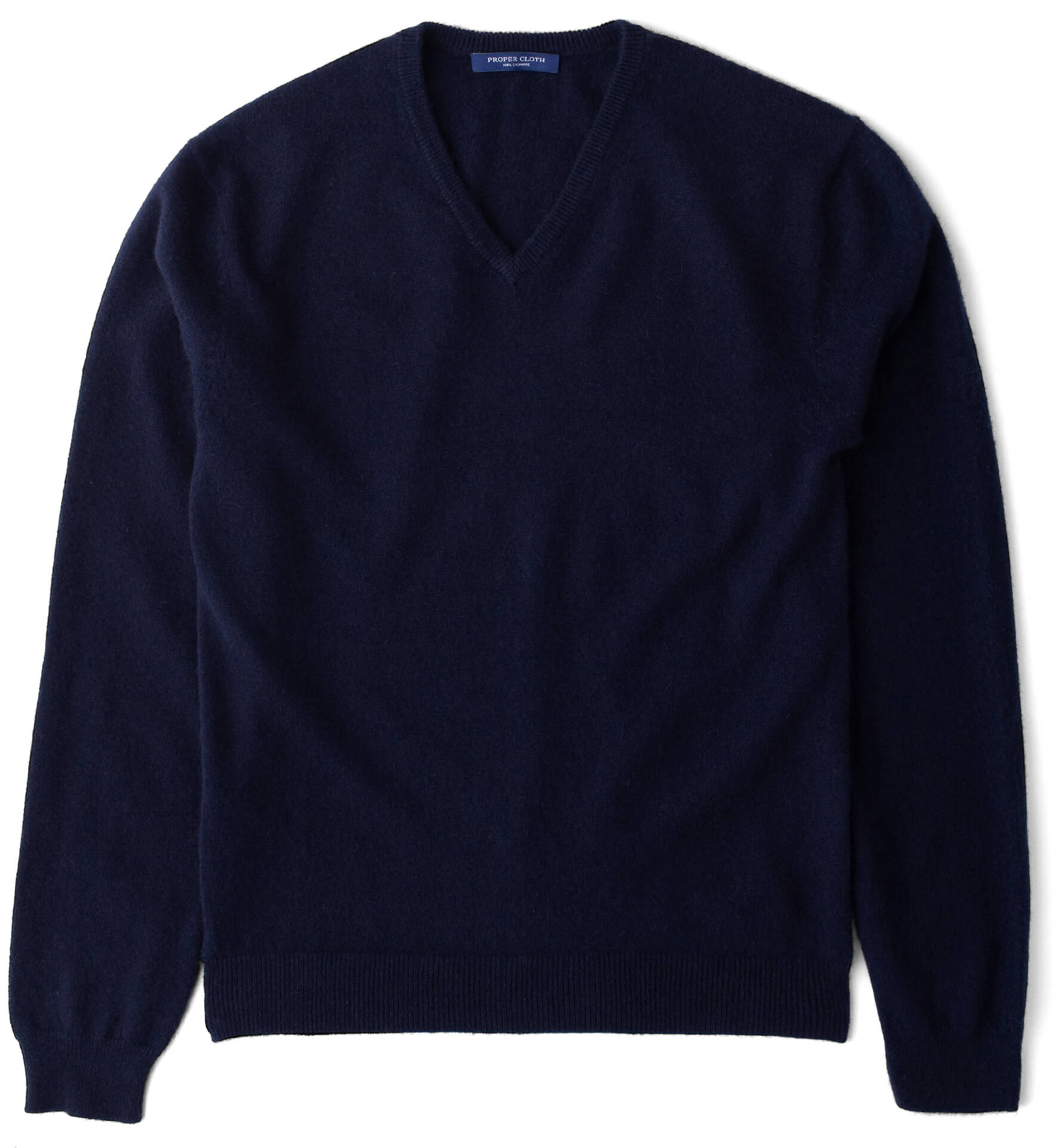Navy Cashmere V Neck Sweater By Proper Cloth