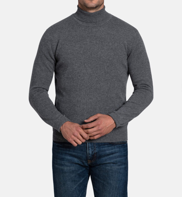 Grey Cashmere Turtleneck Sweater by Proper Cloth
