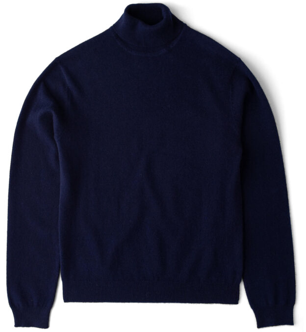 Navy Cashmere Turtleneck Sweater by 