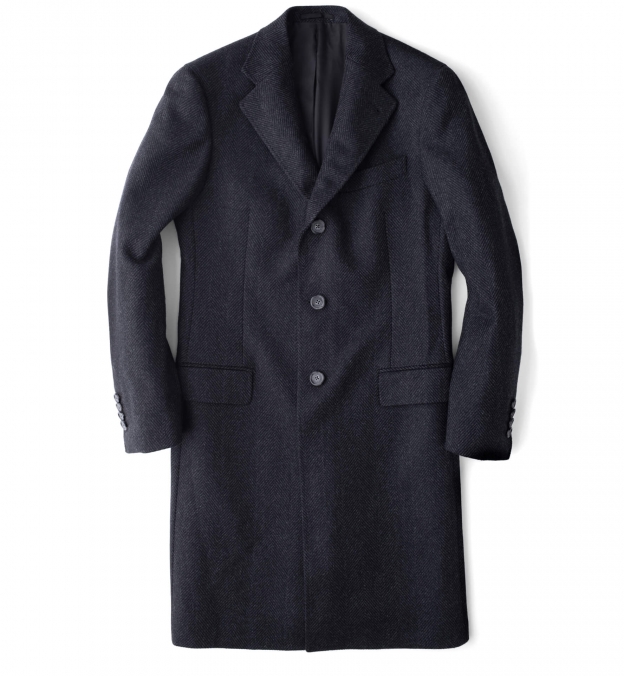 Bleecker Charcoal Herringbone Wool and Cashmere Coat