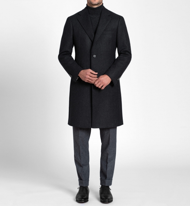 herringbone wool cashmere blend tailored jacket
