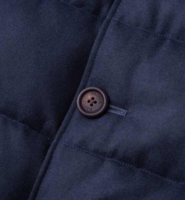 Cortina Navy Herringbone Wool Button Vest by Proper Cloth