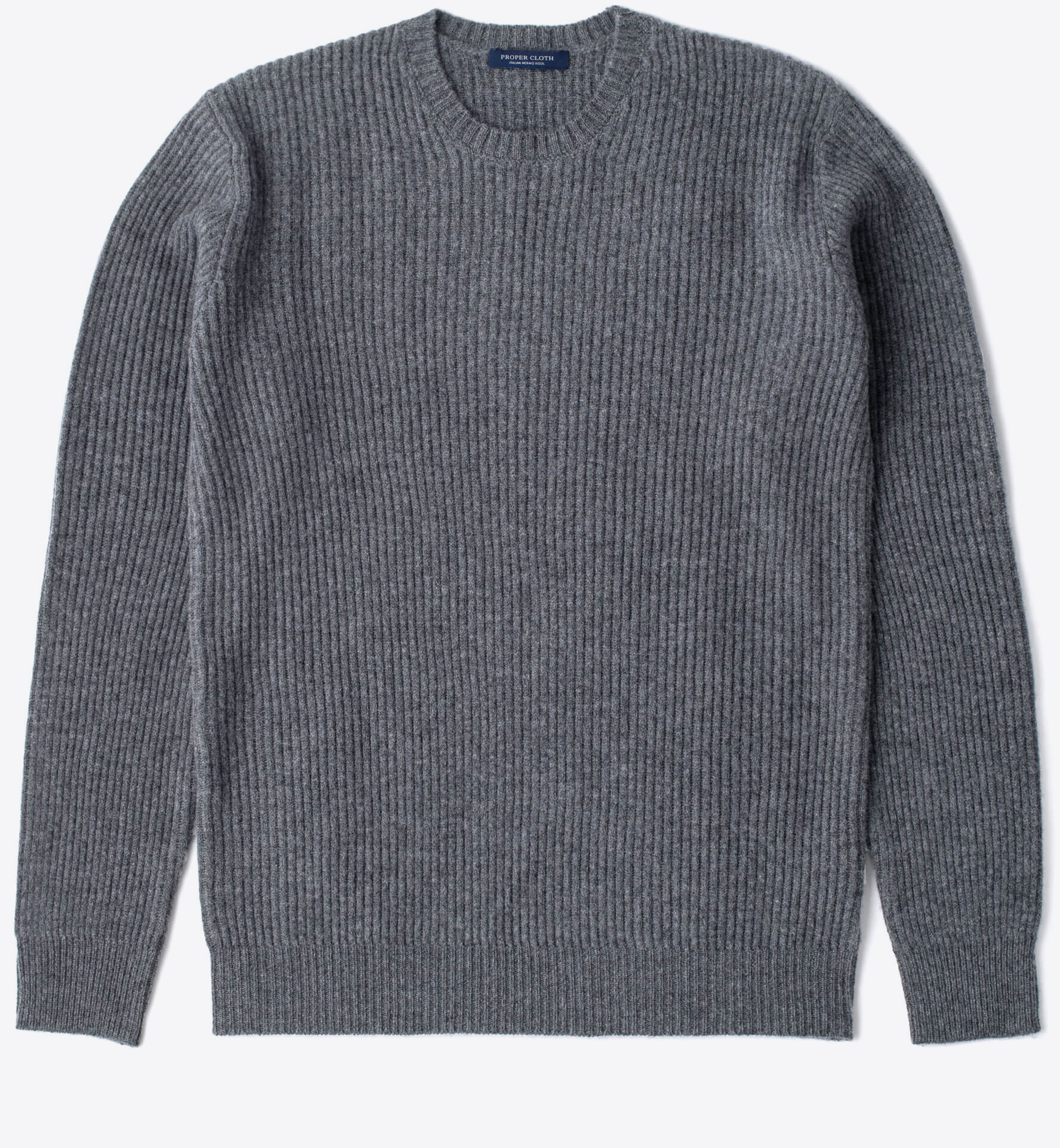 Grey Ribbed Wool and Cashmere Sweater by Proper Cloth