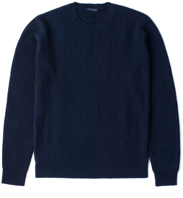 Navy Ribbed Wool and Cashmere Sweater by Proper Cloth