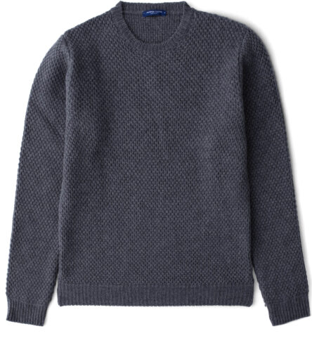 Grey Wool and Cashmere Basket Stitch Sweater by Proper Cloth