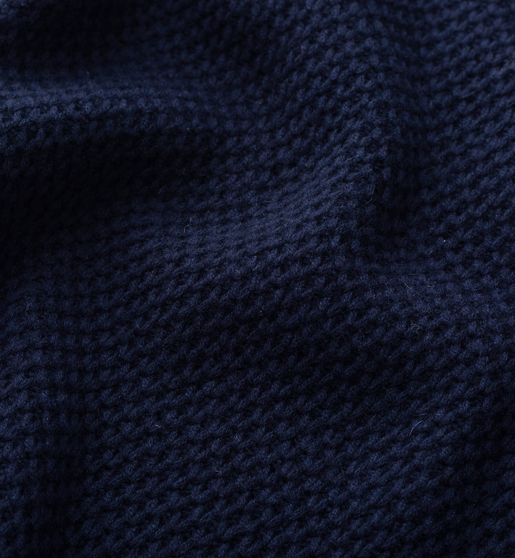 Navy Wool and Cashmere Basket Stitch Sweater by Proper Cloth