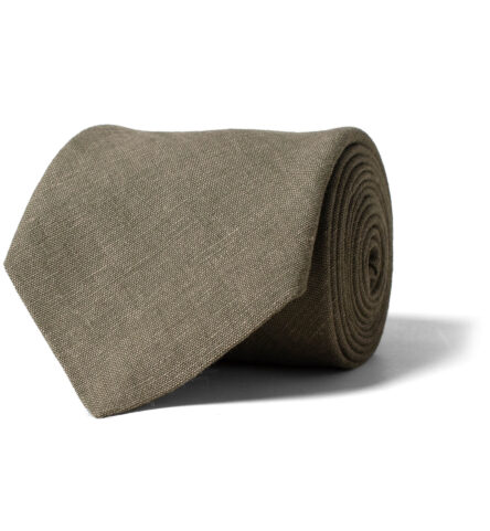 Fatigue Green Solid Linen Tie by Proper Cloth
