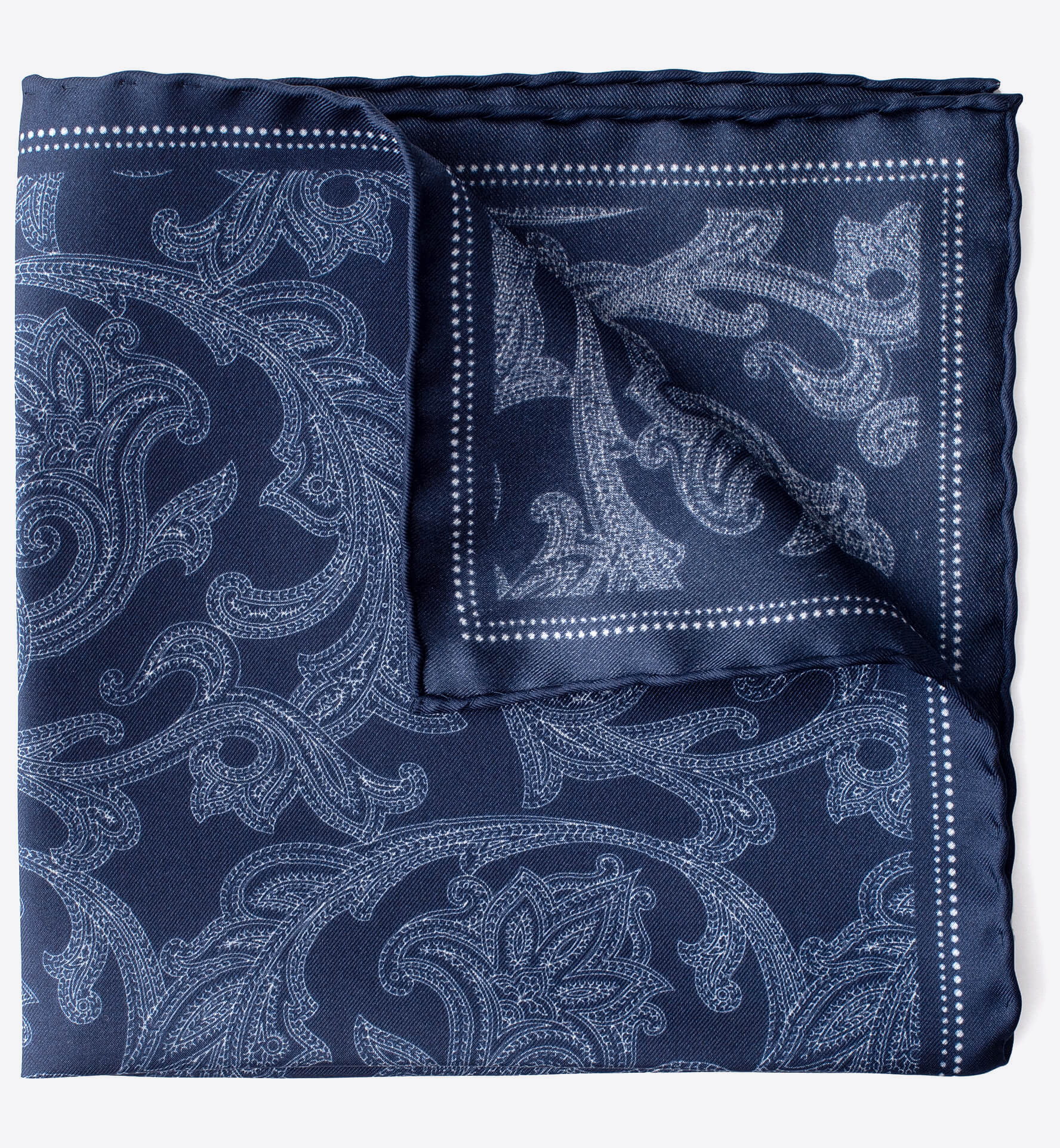 Navy Paisley Silk Pocket Square by Proper Cloth