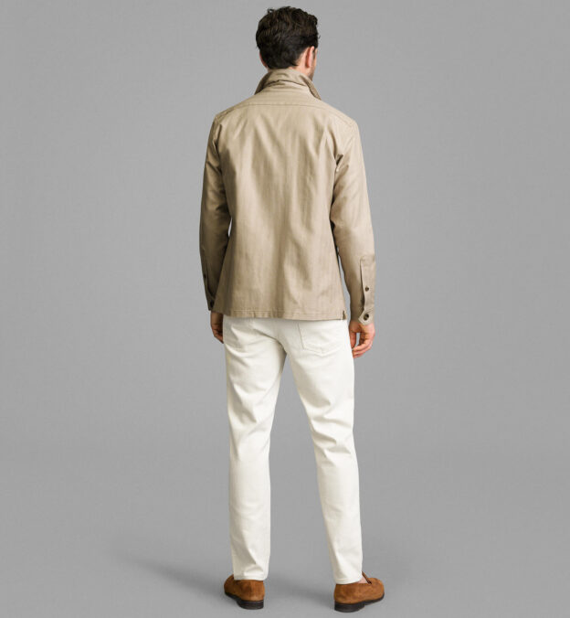 Beige Cotton and Linen Shirt Jacket