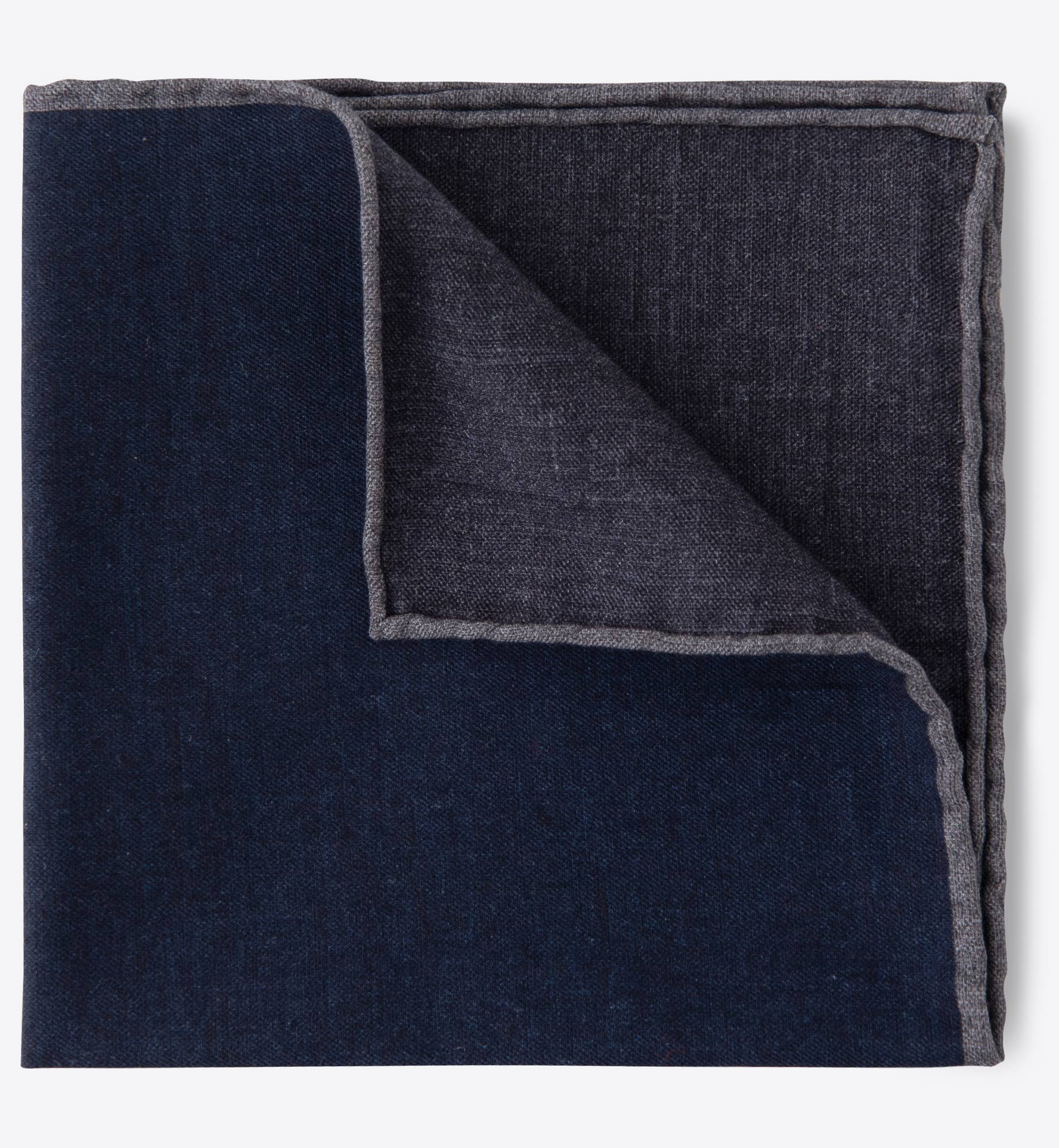 Navy and Grey Cotton and Wool Pocket Square by Proper Cloth