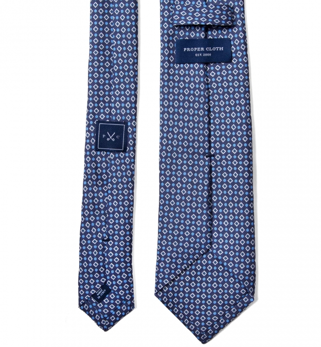 Alassio Navy Print Tie by Proper Cloth