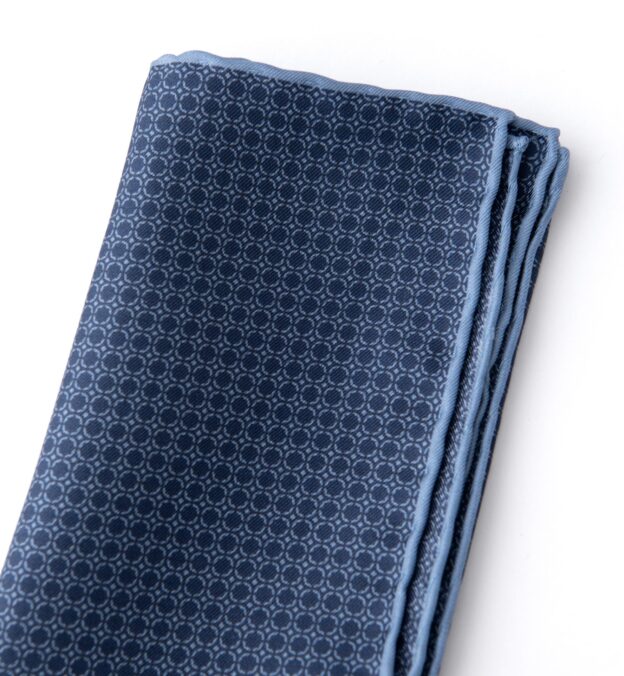 Silk Linen Pocket Square - Navy Blue Melange main image 1