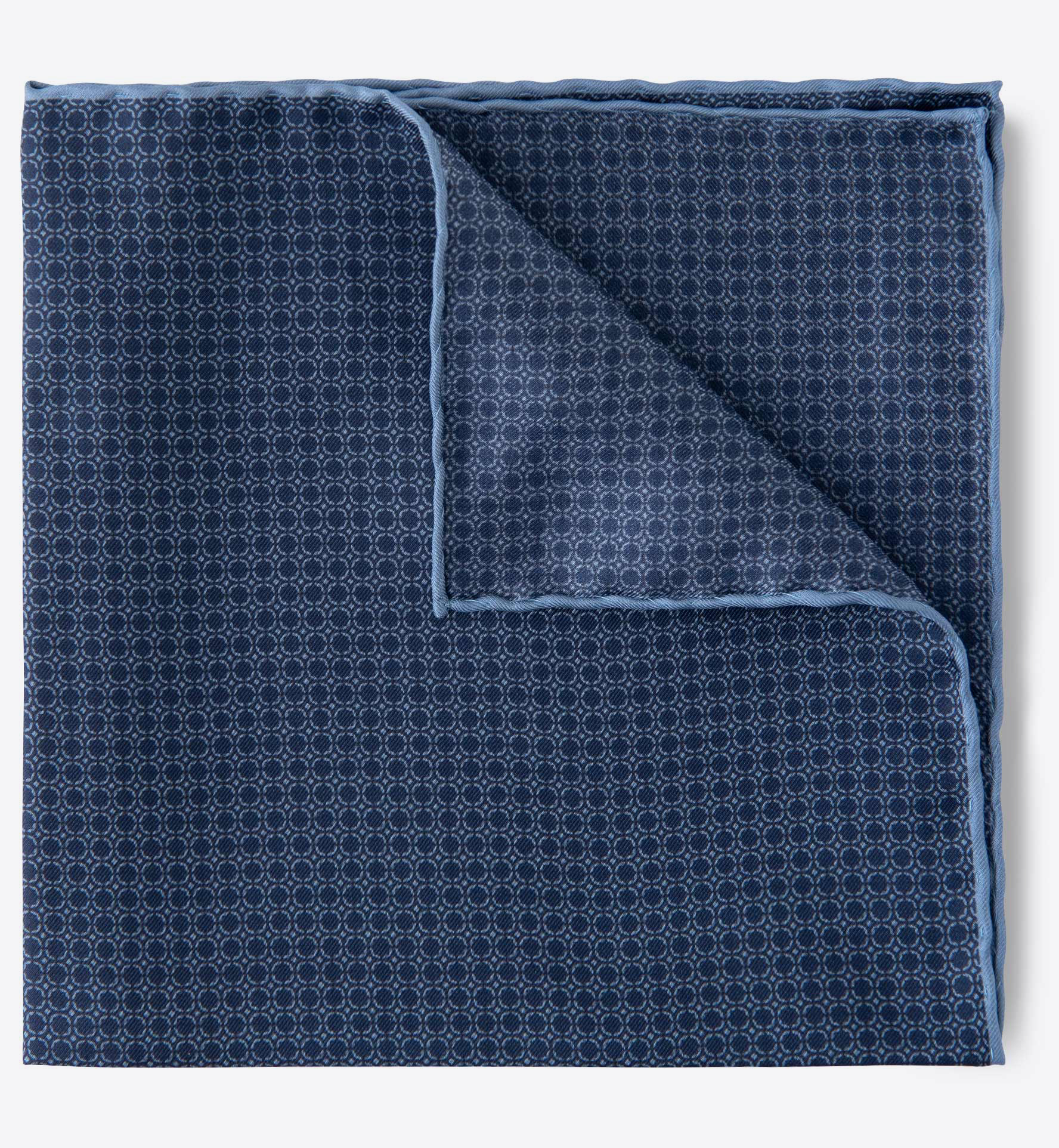 Silk Linen Pocket Square - Navy Blue Melange