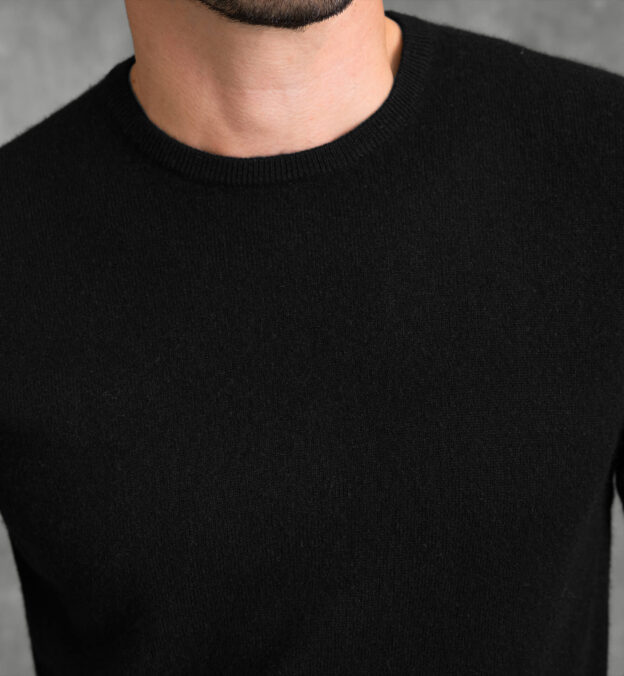 Black Cashmere Crewneck Sweater by Proper Cloth