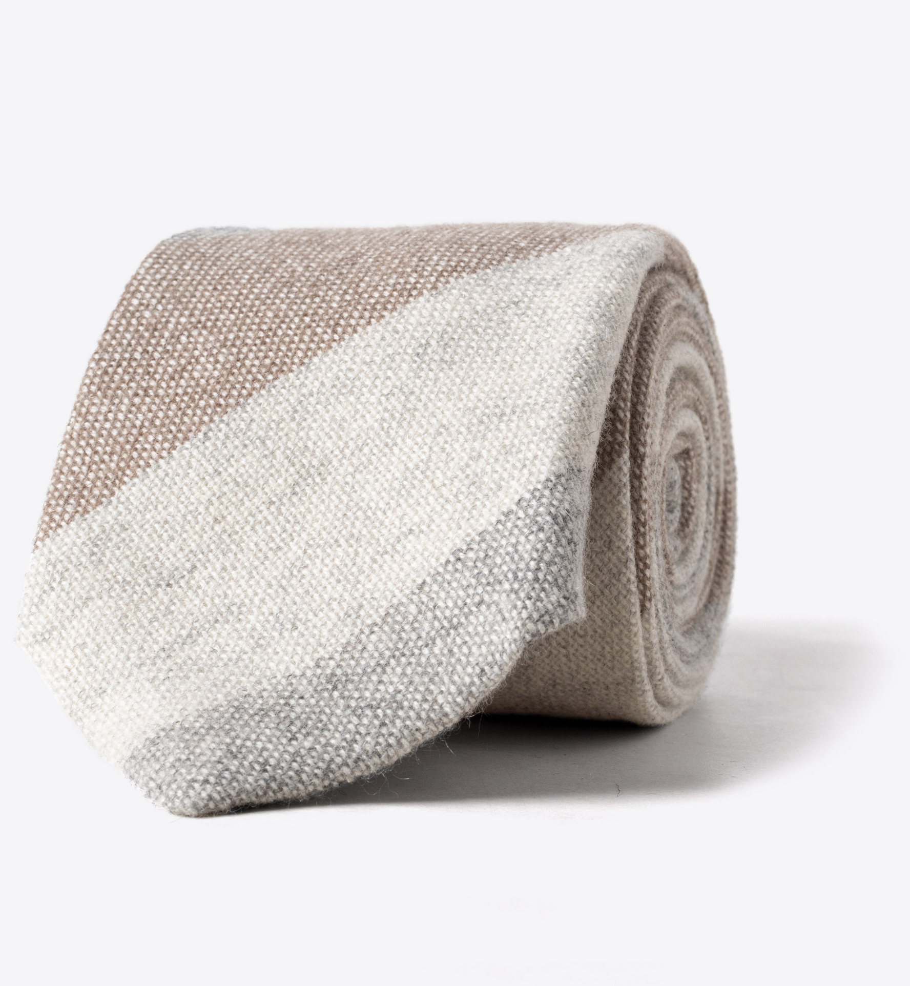 Beige Wide Multi Stripe Cashmere Tie by Proper Cloth