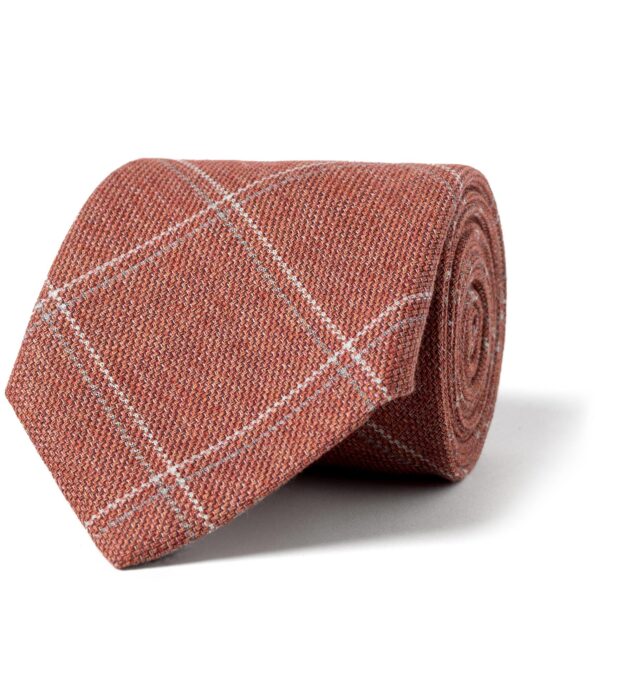Sienna Cotton Wool and Silk Windowpane Tie by Proper Cloth