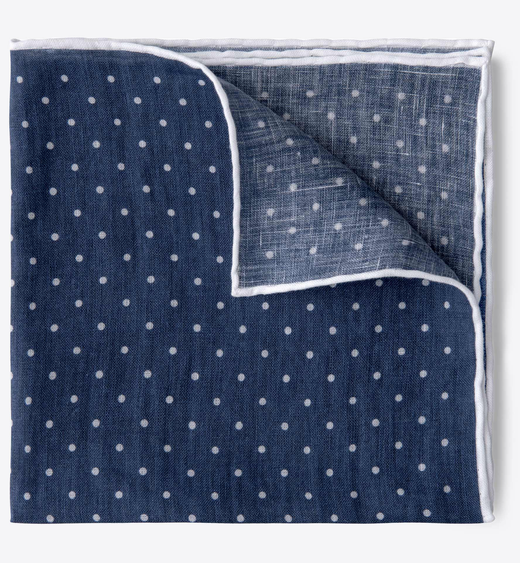 Faded Navy and White Dot Print Linen Pocket Square by Proper Cloth