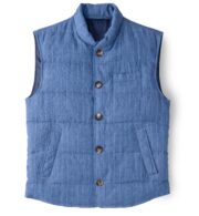 Suggested Item: Cortina Faded Blue Pinstripe Linen Button Vest