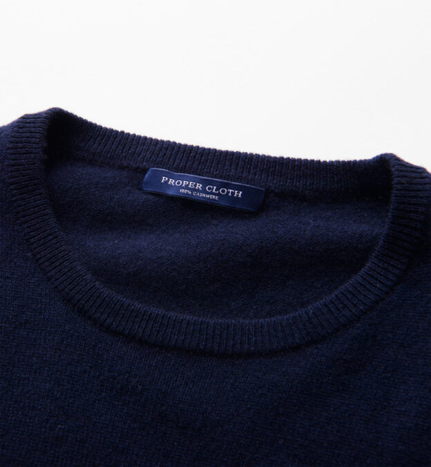 Navy Cashmere Crewneck Sweater by Proper Cloth