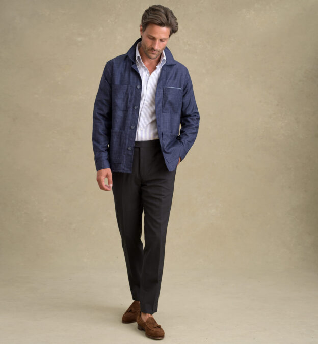 silk navy jacket