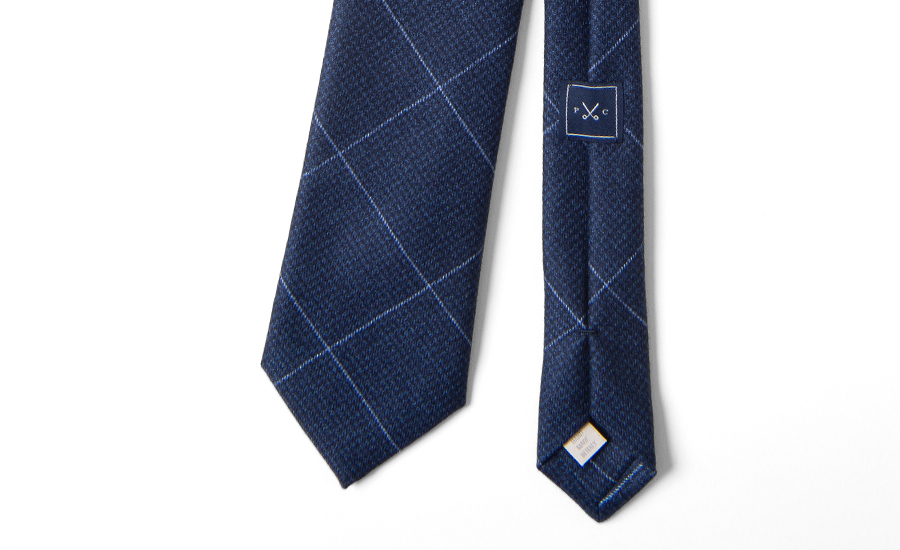 Navy Windowpane Wool Tie by Proper Cloth