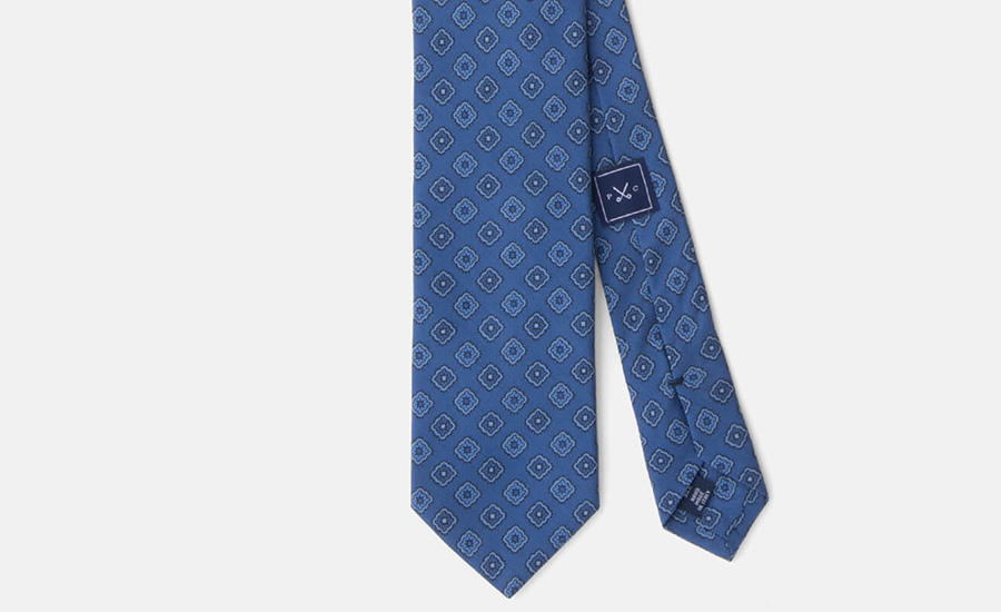 Ocean Blue Foulard Print Silk Tie by Proper Cloth
