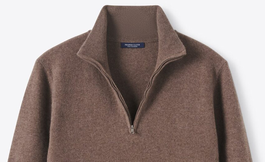 HERMES カシミヤ セーター　ポロシャツ ブラウン Brown Scottish Cashmere Half-Zip Sweater - Proper Cloth