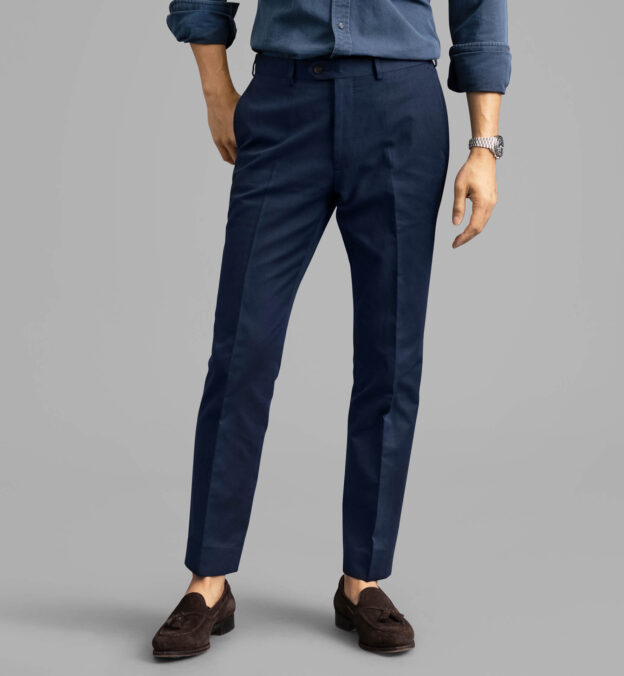 Navy Cotton and Linen Dress Pant - Custom Fit Tailored Clothing