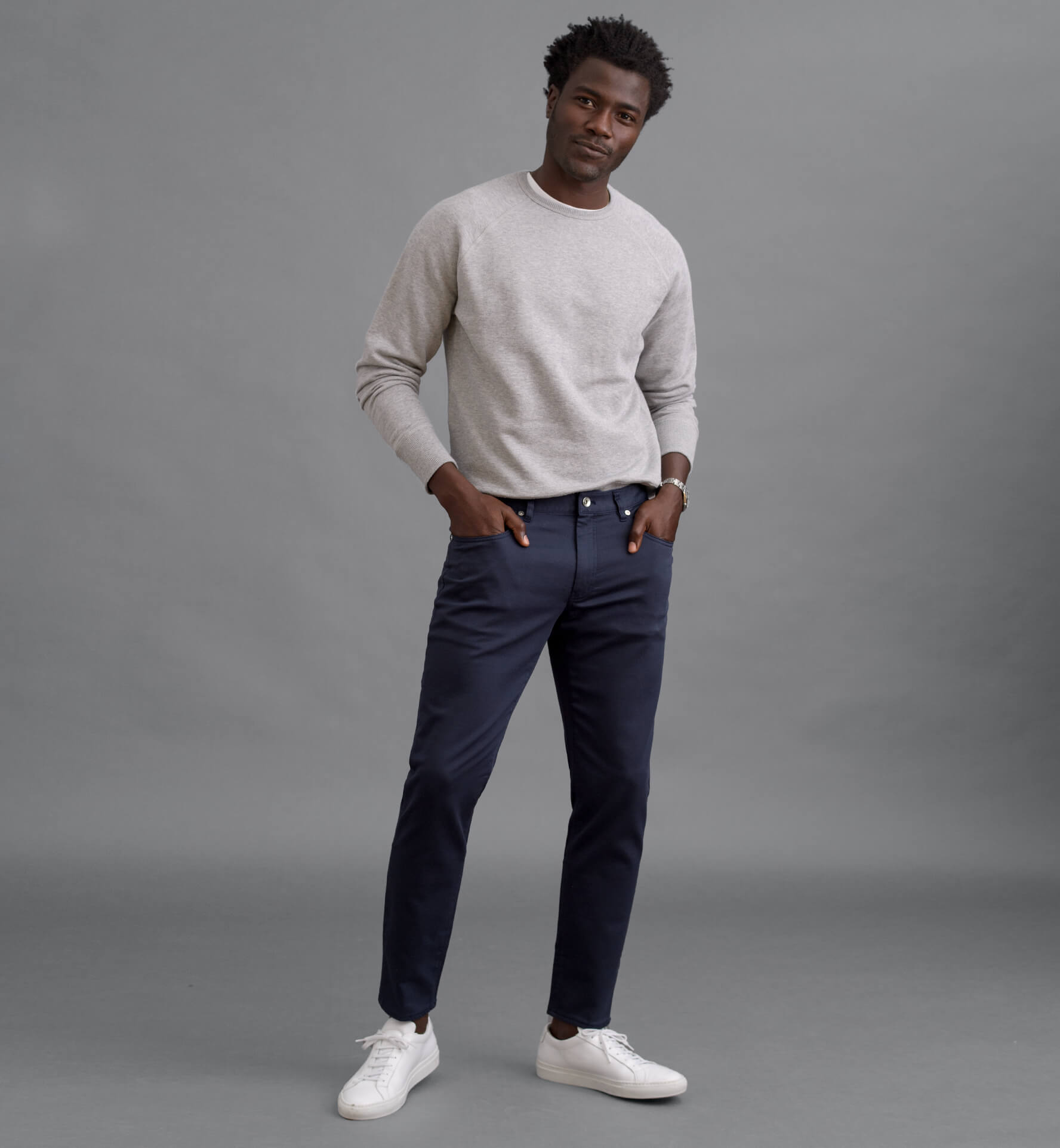 Sullivan Navy Terry Back 5 Pocket Pant - Custom Fit Pants