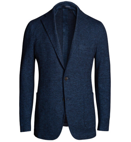 Waverly Navy Melange Cotton and Linen Knit Jacket - Custom Fit Tailored ...