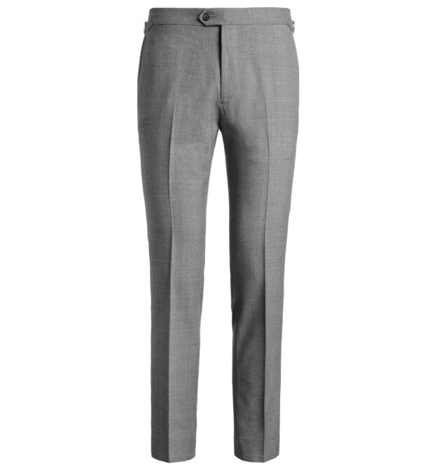 VBC Grey Tropical Fresco Side Tabs Dress Pant Custom Fit Tailored Clothing
