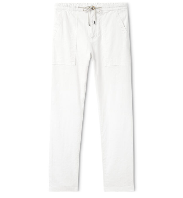 Amalfi White Cotton and Linen Stretch Drawstring Pant - Custom Fit Pants