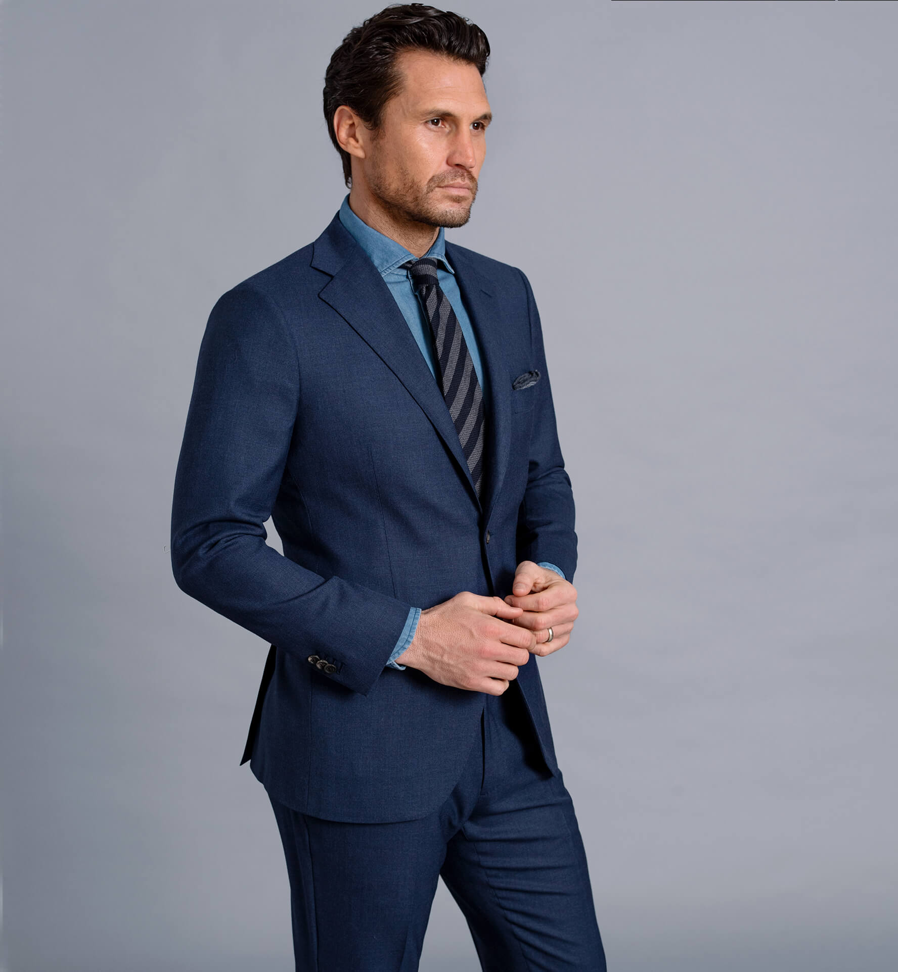 Allen Navy Comfort Fresco Suit with Cuffed Trouser - Custom Fit ...