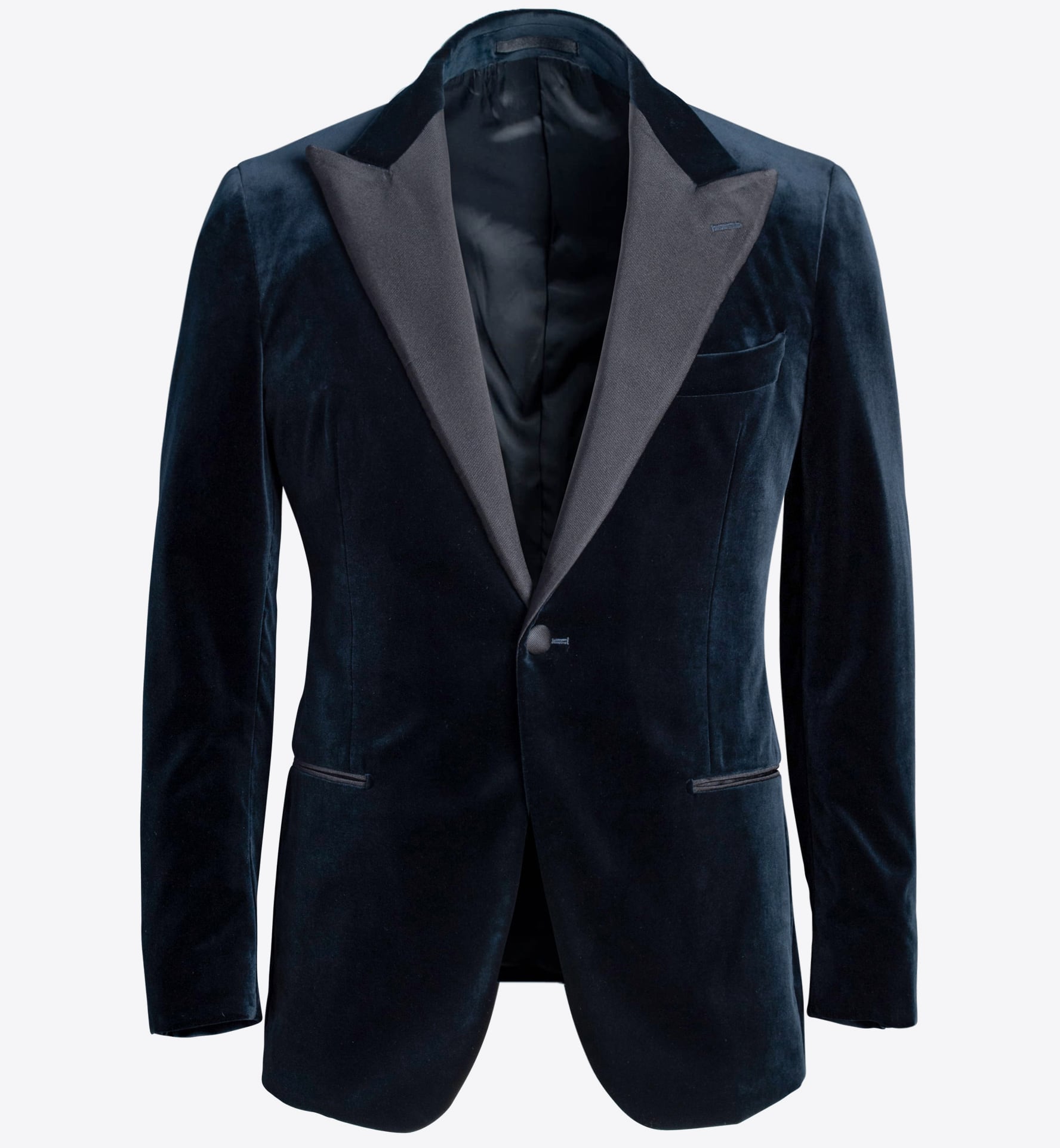 Mayfair Dark Navy Stretch Velvet Dinner Jacket - Custom Fit Tailored ...