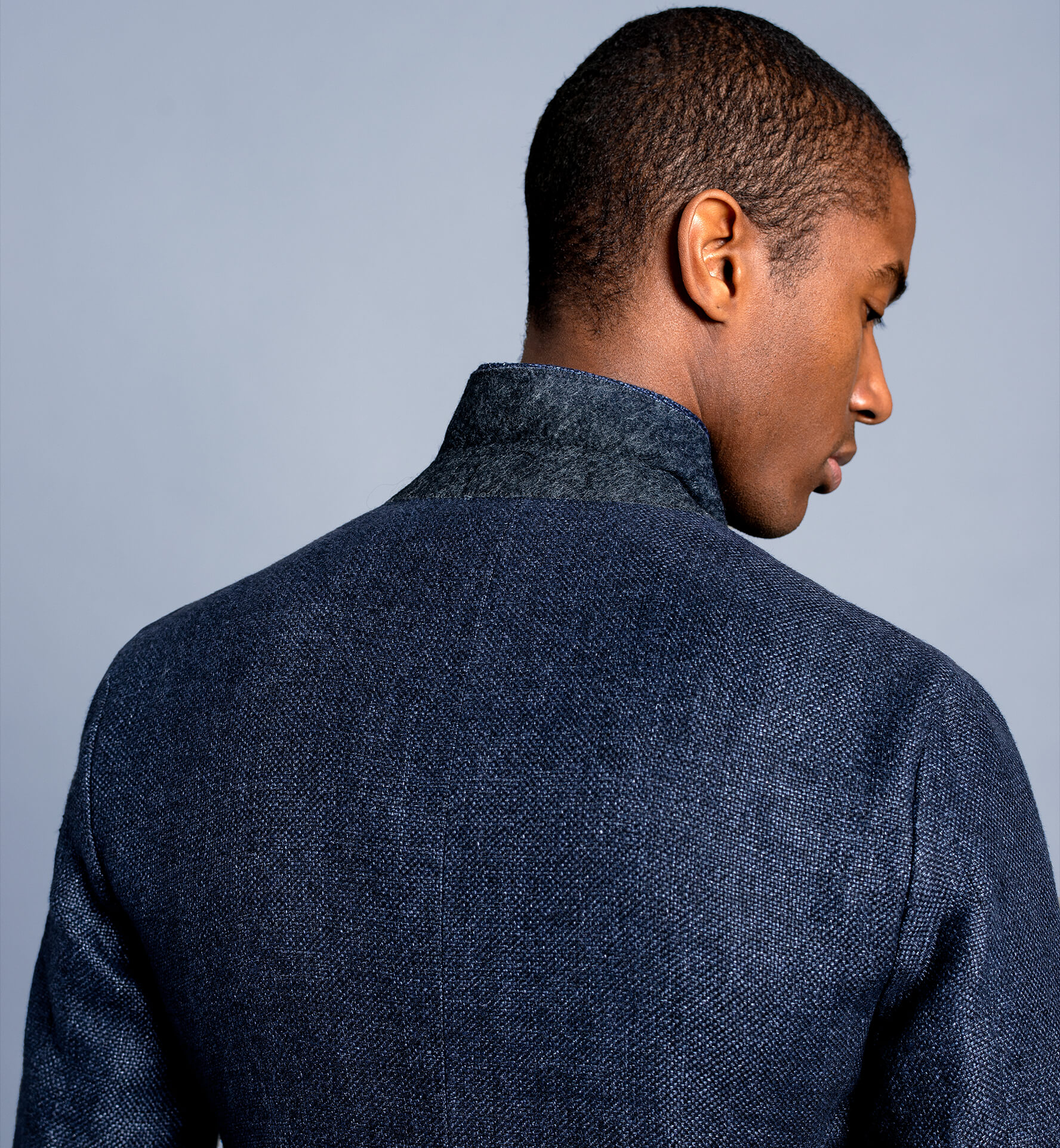 WAVERLY - Double-Face Wool Shawl in Navy