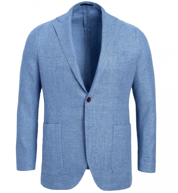 Bedford Sky Blue Linen and Wool Hopsack Jacket - Custom Fit Tailored ...