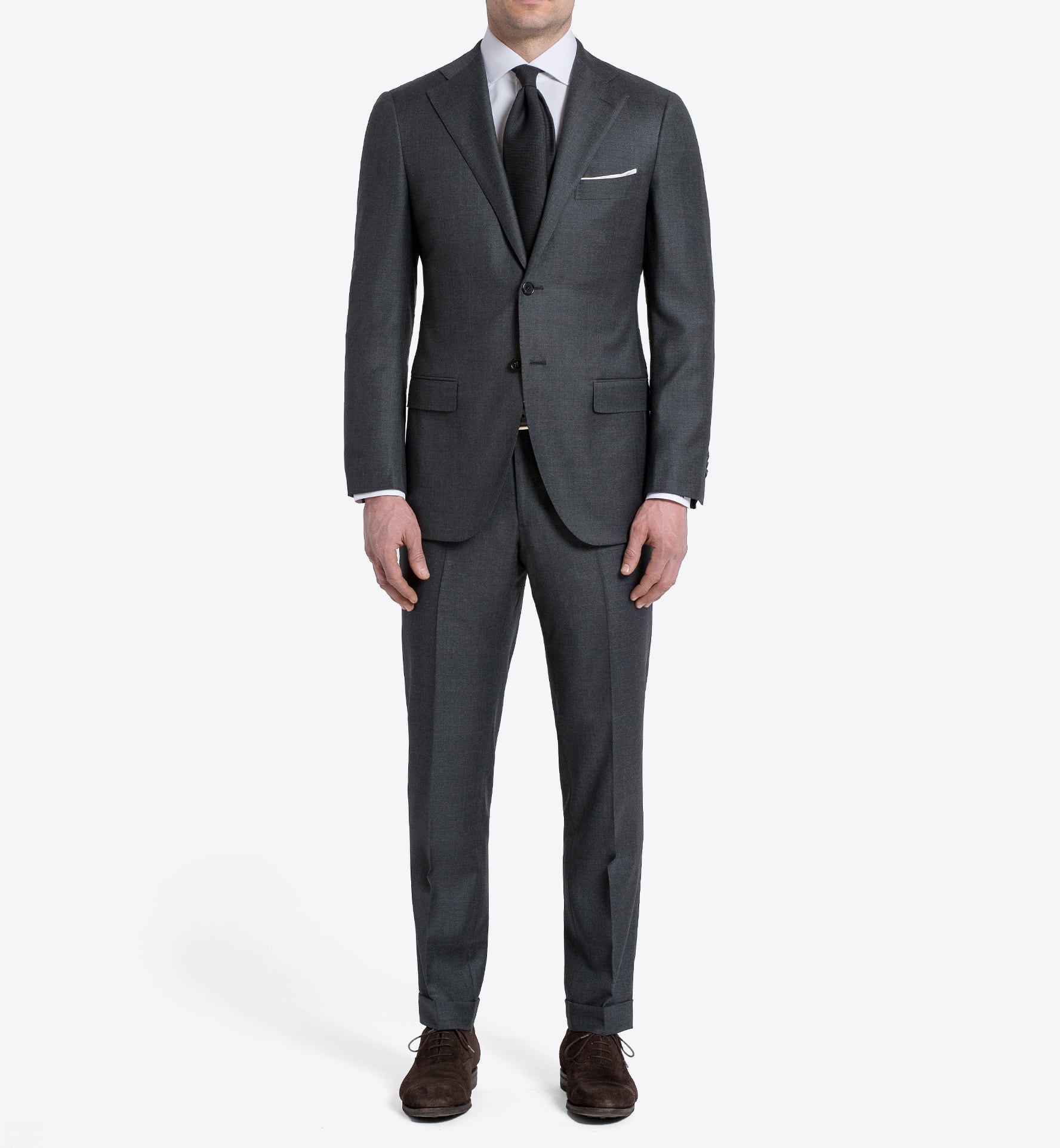 Allen Grey S110s Wool Suit with Cuffed Trouser - Custom Fit Tailored ...