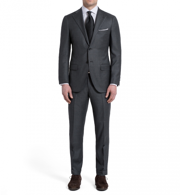 Allen Grey S110s Wool Suit with Cuffed Trouser - Custom Fit Tailored ...