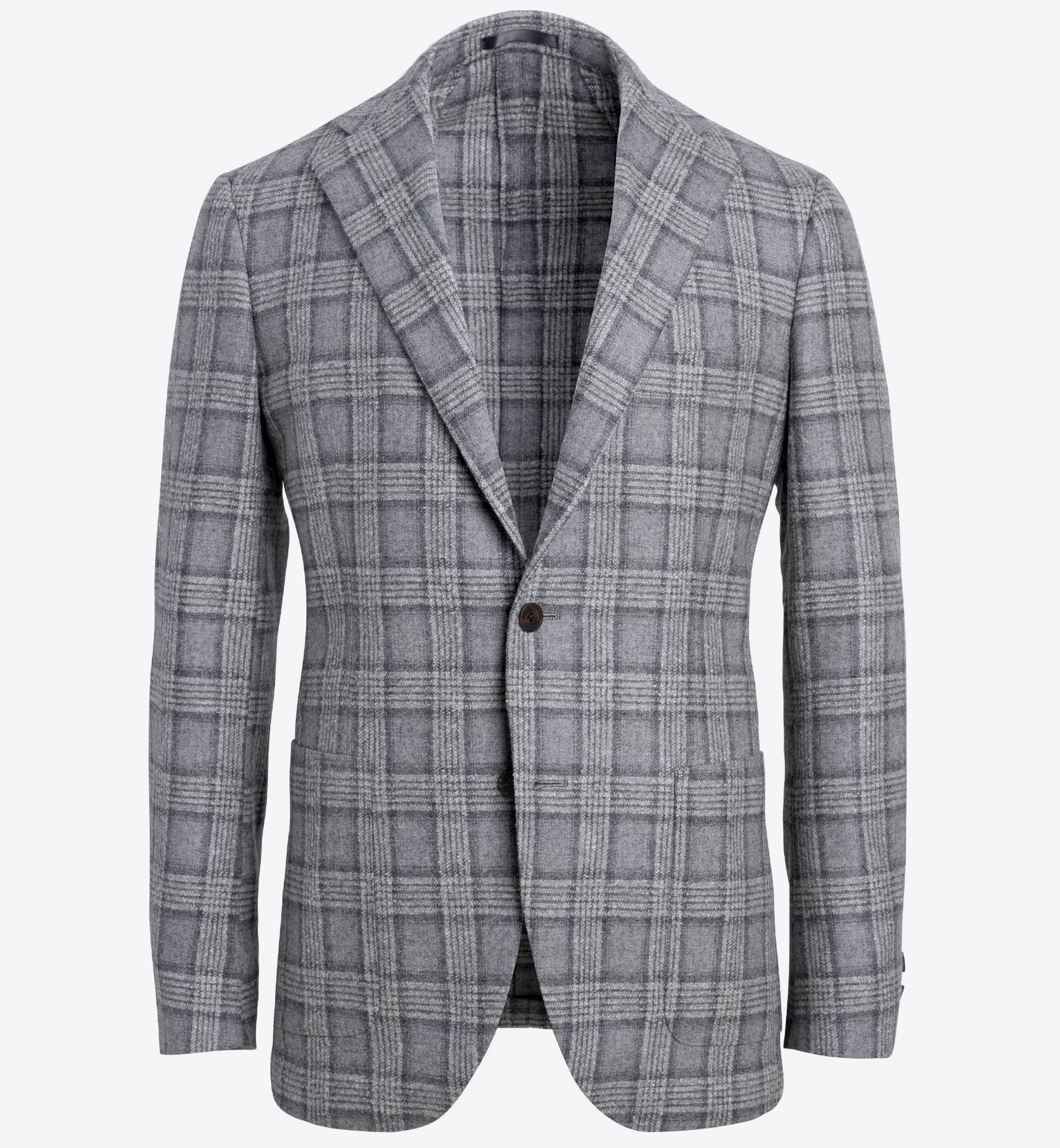 Bedford Light Grey Plaid Wool Blend Jacket - Custom Fit Tailored Clothing