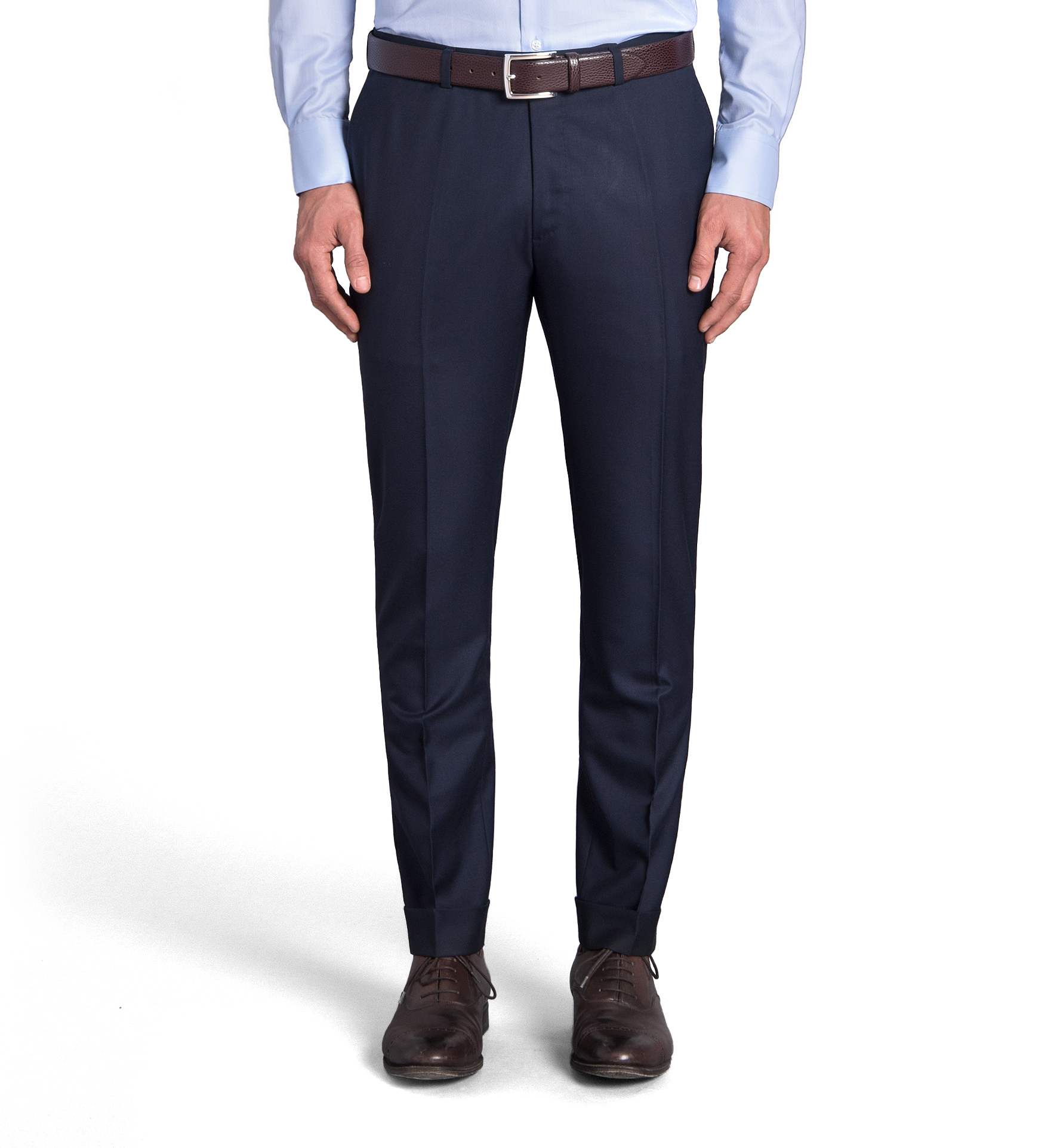 Mercer Navy S150s Wool Cuffed Dress Pant - Custom Fit Tailored Clothing