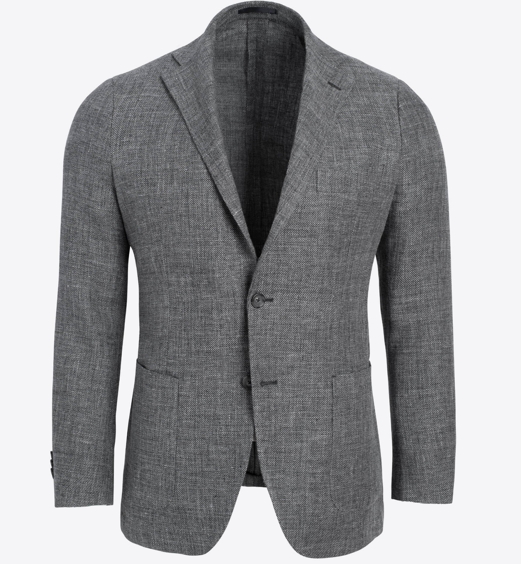 Bedford Grey Linen and Wool Hopsack Jacket - Custom Fit Tailored Clothing