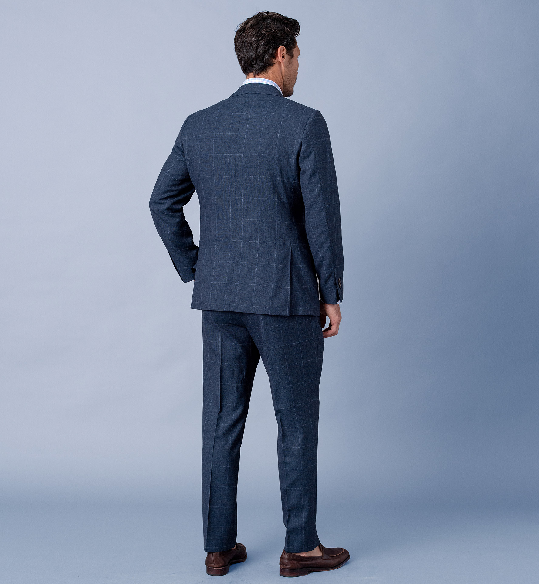 Allen Blue S130s Windowpane Suit - Custom Fit Tailored Clothing