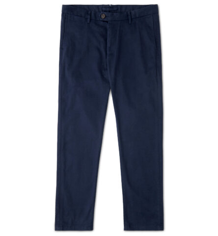 Di Sondrio Dark Navy Stretch Peached Cotton Chino - Custom Fit Pants