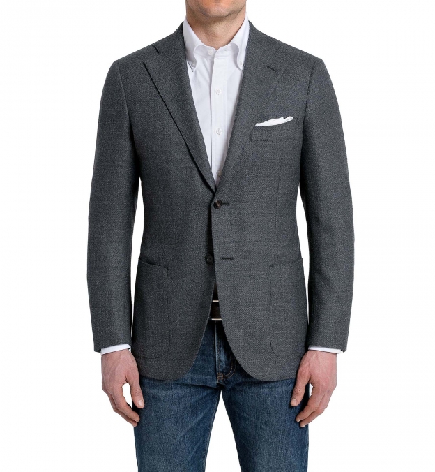 Bedford Charcoal Hopsack Jacket - Custom Fit Tailored Clothing